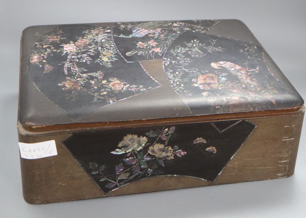 A Japanese mother-of-pearl inlay lacquer box